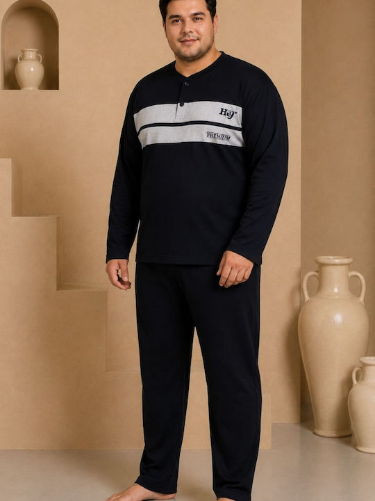 Rimoli Plus Size Winter Men's Pyjamas Blue Black