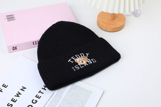 Beanie Unisex Σκούφος Πλεκτός σε Μαύρο χρώμα