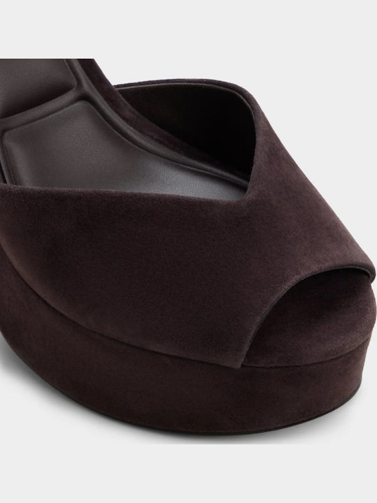 Sandale Elegante Damă De Catifea Maro
