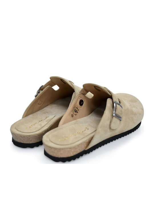 Flat Suede Mules σε Μπεζ Χρώμα