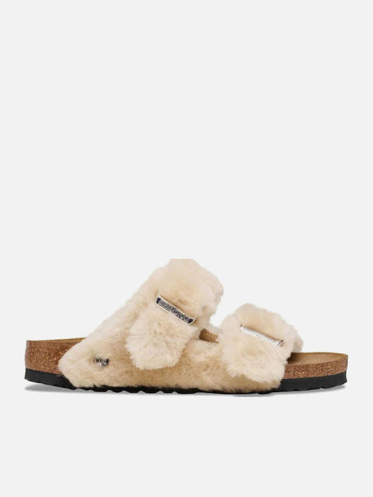 Shearling Papuci Anatomici de Damă Bej Regular Fit