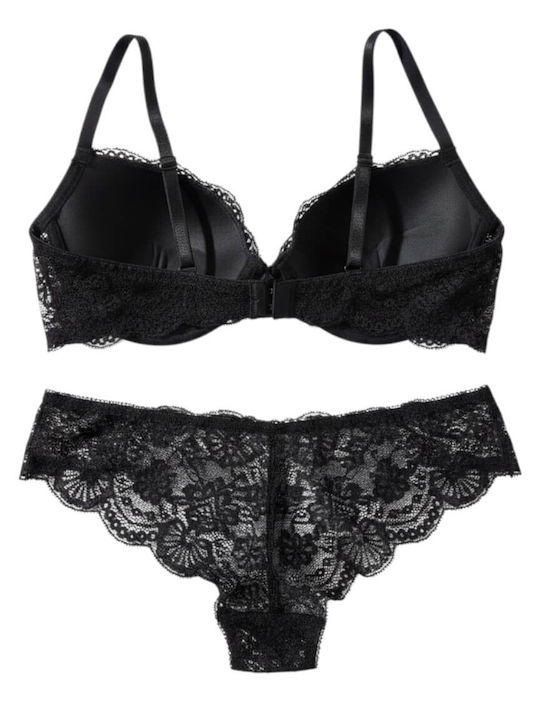 Jadea Damenunterwäsche-Set BH mit Schlupf Schwarz