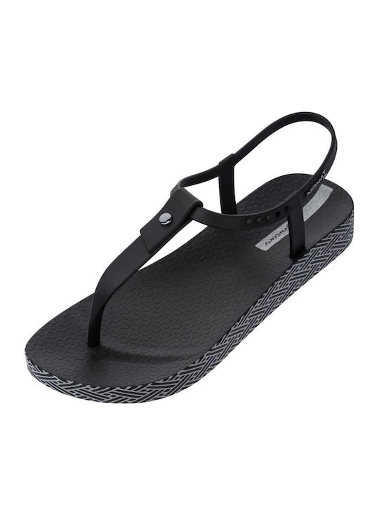 Șlapi în Stil Sandale în Culoare Neagră