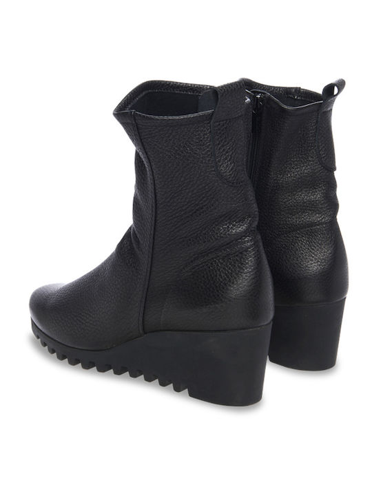 Larazo Leder Stiefeletten Damen Schwarz