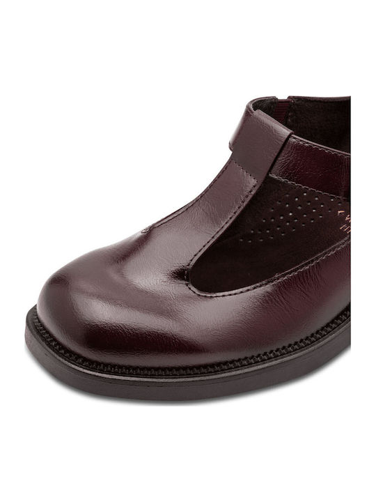 Leather Women's Ballerina Shoes in Burgundy Colour