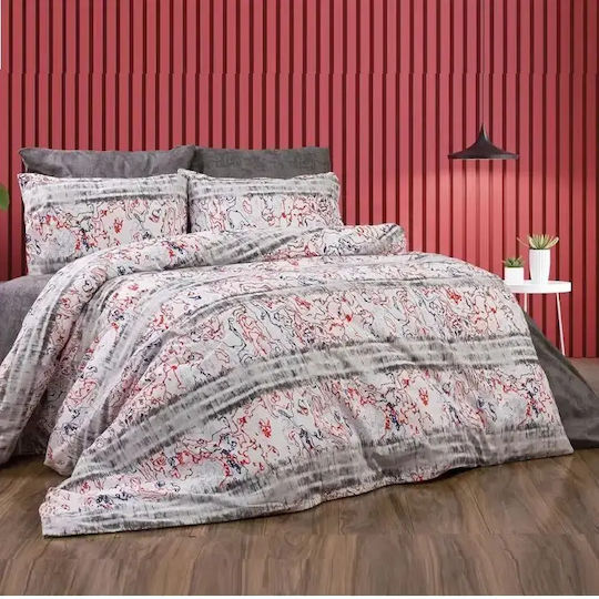 Set Huse Pentru Pilote Bumbac Satinat 200x220cm Dublu Cu 2 Fețe De Pernă & 1 Cearșaf Maro