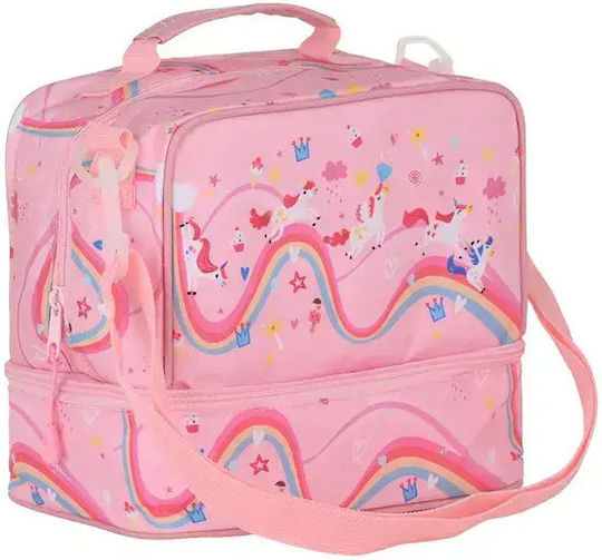 Estia Rainbow Dreams School Insulated Handheld Lunch Bag 6lt Pink 20cm