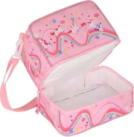 Estia Rainbow Dreams School Insulated Handheld Lunch Bag 6lt Pink 20cm