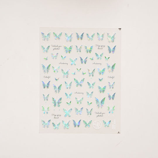 3D Nail Stickers Butterfly Rhinestones Green