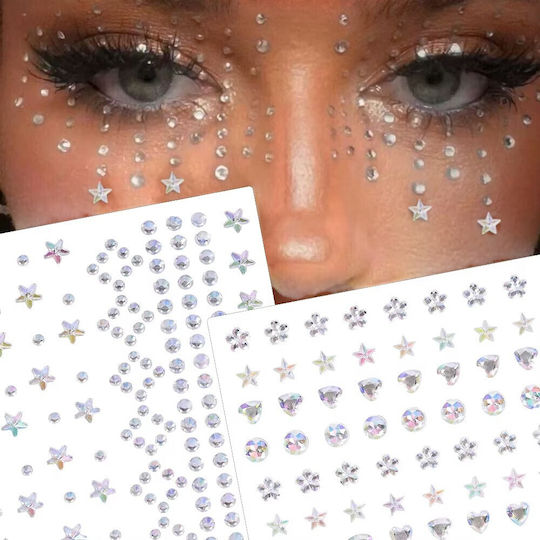 Body Nail Stickers 3D Strass Silver-Purple Collection 170 156 Pieces 14omo1