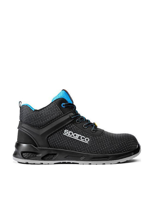 Sparco Waterproof Work Boot Horizon Tek-h Rialto S3s Sr Fo Esd Black Light Blue En Iso 20345:2022+ A1:2024 Btb0051b0k30