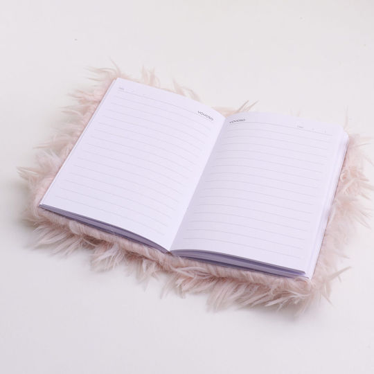 Pink Fuzzy Notebook A6 80 Sheets Pink