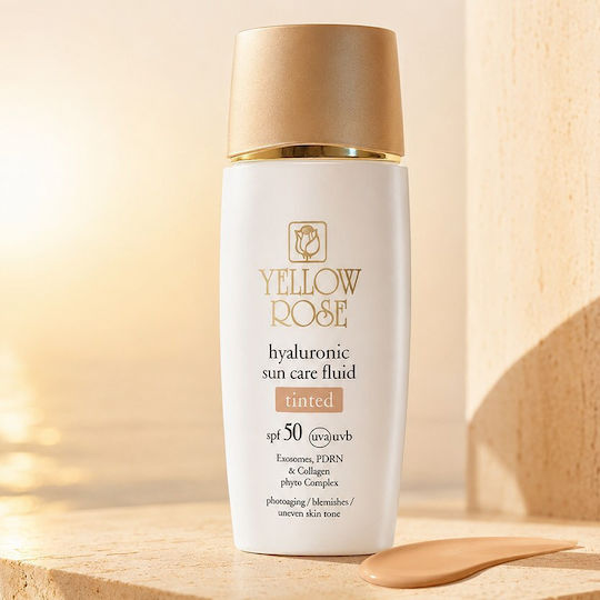 Yellow Rose Hyaluronic Sun Care Fluid Tinted Αντηλιακή Λοσιόν Προσώπου SPF50 με Χρώμα Light 40ml