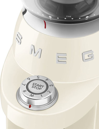Smeg Електрически Мелачка за Кафе 150W с Капацитет 240gr и 15 Степени на Смилане Бежов