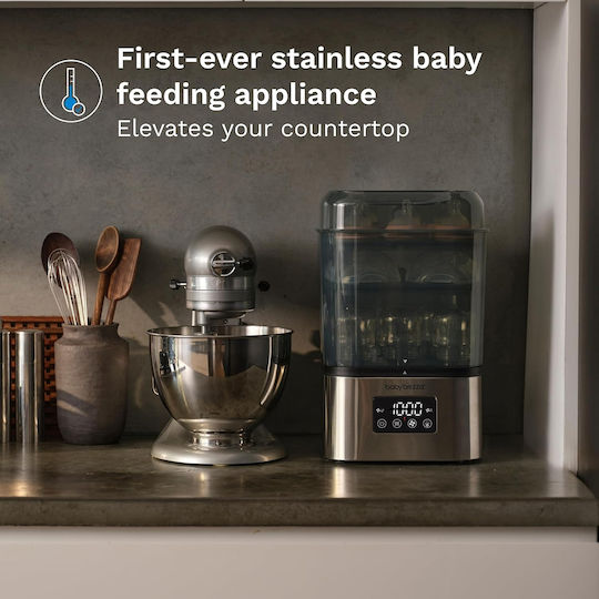 Baby Brezza SuperQuick 10 Електрически Бебешки Стерилизатор за Бебешко Шише Stainless Steel