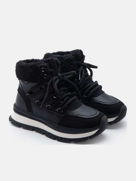 Damen Flatforms Stiefel Schwarze