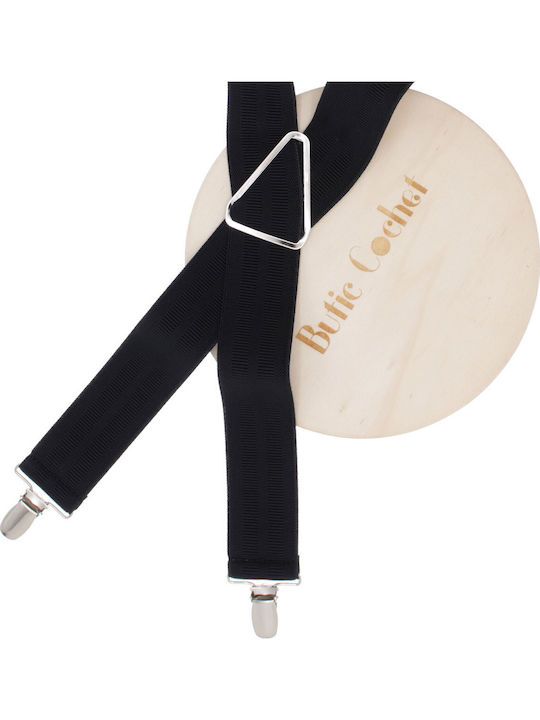 Unisex Adult Suspenders Buticcochet Made Elastic Synthetic Material 35 Mm X-type Model Black Br527