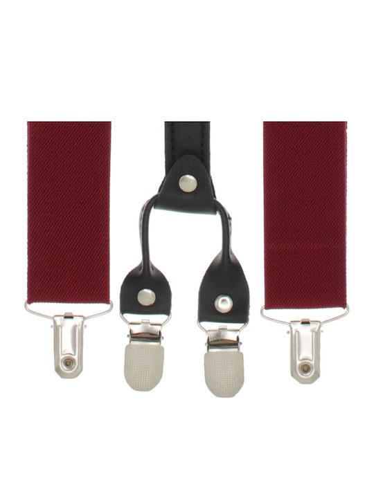 Unisex Adult Suspenders Buticcochet Made From Stretchy Synthetic Fabric 4 Metal Fasteners 35 Mm Burgundy Br506