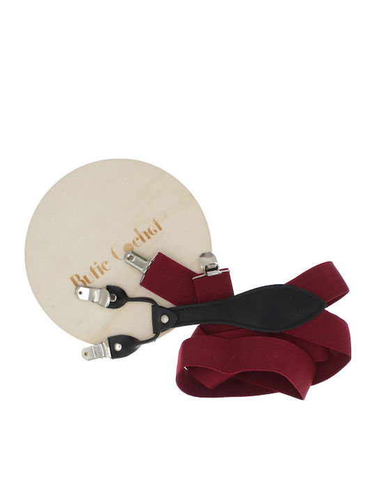 Breteli Unisex Pentru Adulți ButicCochet Din Țesătură Sintetică Elastică 4 Cleme Metalice 35 Mm Burgundia Br506