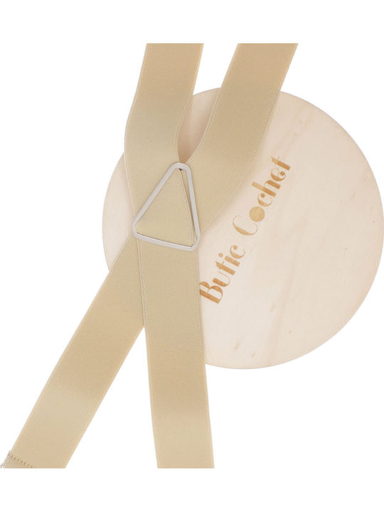 Breteli Unisex Pentru Adulți ButicCochet Din Material Sintetic Elastic 3 Cleme Metalice 35 Mm Bej Br512