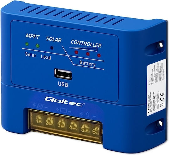 Qoltec Controler de încărcare solar MPPT 15A pentru alimentarea consumatorilor DC și încărcarea bateriilor