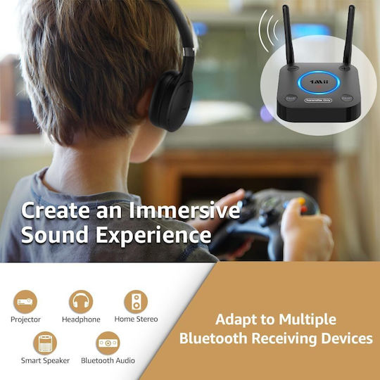 Bluetooth 5.3 Audio Transmitter 1Mii B06tx Dual Link Schwarz