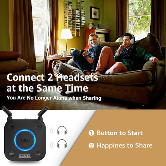 Bluetooth 5.3 Audio Transmitter 1Mii B06tx Dual Link Schwarz