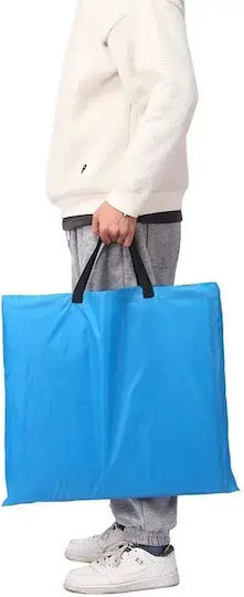 Blue Foldable Steel Beach Sunbed with Pillow 145x50cm