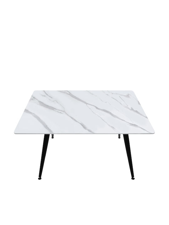 Enzo Masă cu Suprafață de Piatră Albă 120x70x77cm
