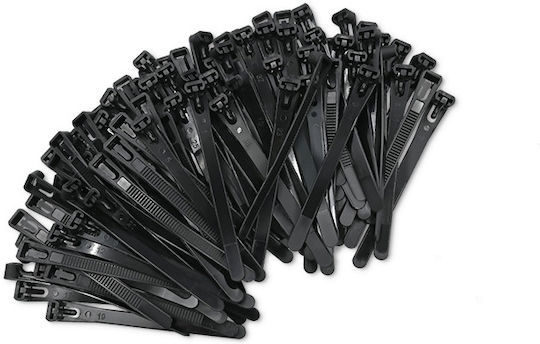 Cleme de cablu reutilizabile cu autoblocare Qoltec 7.2 × 150 mm rezistente la UV din nylon negru