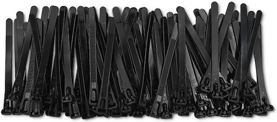 Wiederverwendbarer Kabelbinder Selbstsperrend Qoltec 7,2 × 100 mm UV-beständiges Nylon Schwarz