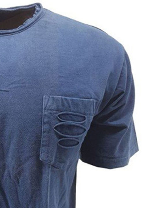 Luciano Faketti T-Shirt Luciano Faketti In Fashion Cotton With Pocket Short Sleeve Blue