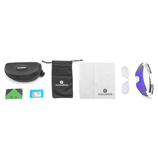 Rockbros Γυαλιά Ποδηλασίας με Μπλε Σκελετό και Polarized / Διάφανους Φακούς