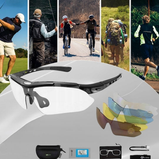 Rockbros Γυαλιά Ποδηλασίας με Μαύρο Σκελετό και Polarized / Διάφανους Φακούς