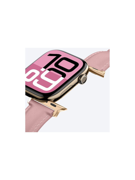 Amazingthing Class Band Кожена Каишка Apple Watch 45 46 49 Mm Розова