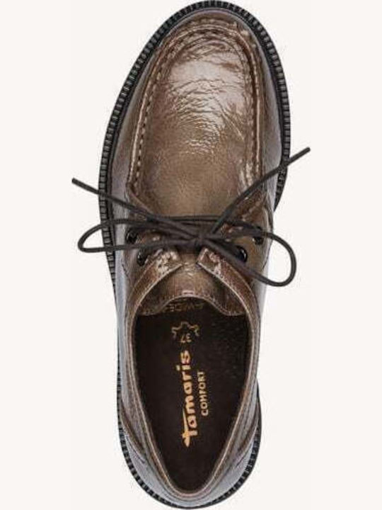 Women's Patent Leather Oxfords in Grey Colour