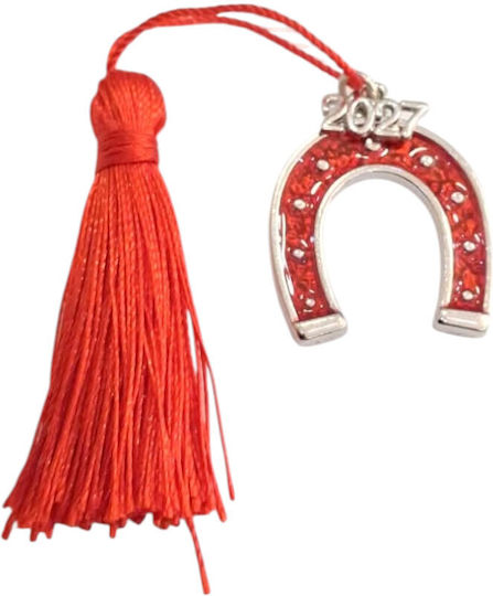 Kalliopi Silver Handmade Hanging New Year's Lucky Charm Horseshoe Red 2027 3x3cm Kalliopi Silver Handmade Hanging New Year's Lucky Charm Horseshoe Red 2027 3x3cm