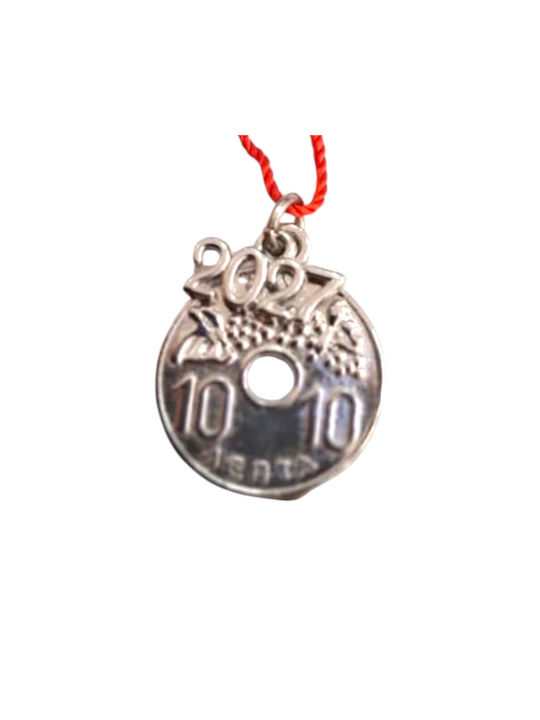 Kalliopi Silver Handmade Hanging New Year's Lucky Charm Constantinato Silver 2027 2x2cm