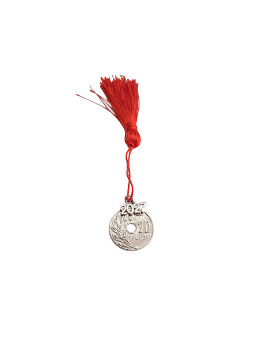 Kalliopi Silver Handmade Hanging Constantinato Silver New Year's Lucky Charm 2027 2.5x2.5cm