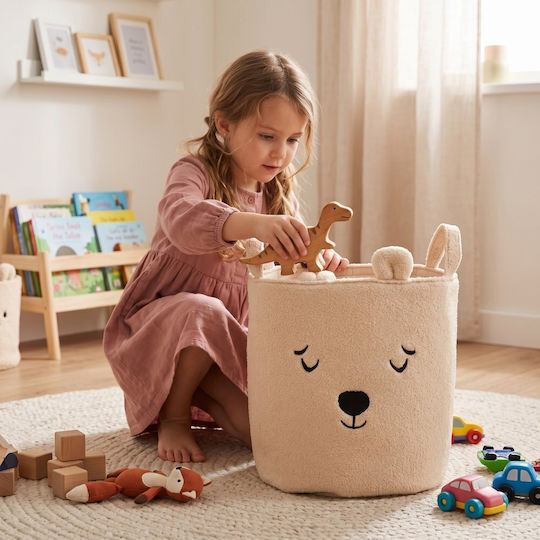 Moni Moni Kinder-Aufbewahrungskorb aus Stoff Nori Beige 35x45cm
