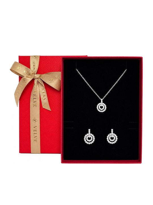 Velve Velve Schmuckset mit Ohrringen und Anhänger aus Silber mit Steinen