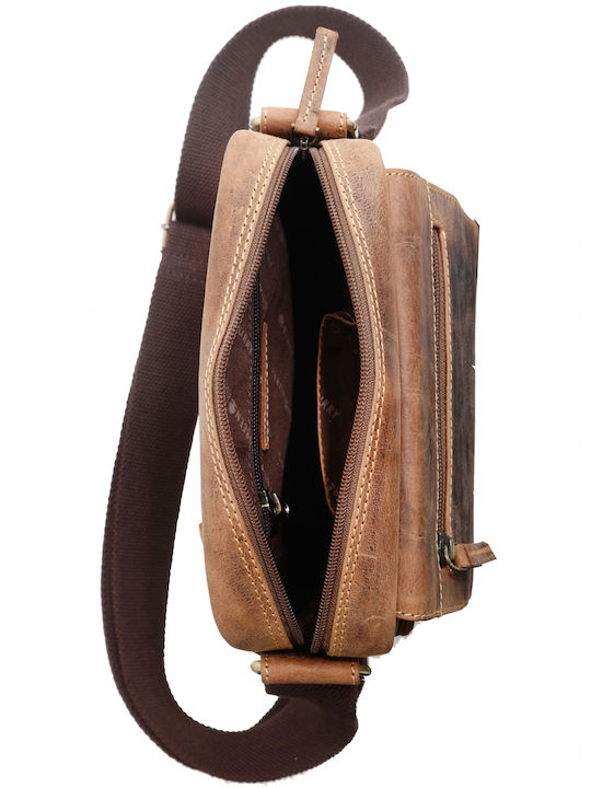 Geantă bărbătească din piele de umăr / tip crossbody maro