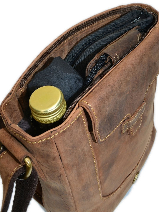 Geantă bărbătească de umăr / crossbody din piele maro