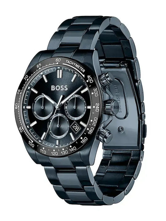 Boss Hugo Ceas Bărbătesc 43mm Cronograf cu Baterie și Brățară Metalică Neagră Boss Hugo Ceas Bărbătesc 43mm Cronograf cu Baterie și Brățară Metalică Neagră