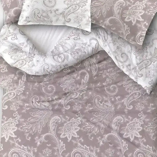 Set Huse Pentru Pilote Bumbac Satinat 160x220cm Simplă Cu Față De Pernă & 1 Cearșaf Bej