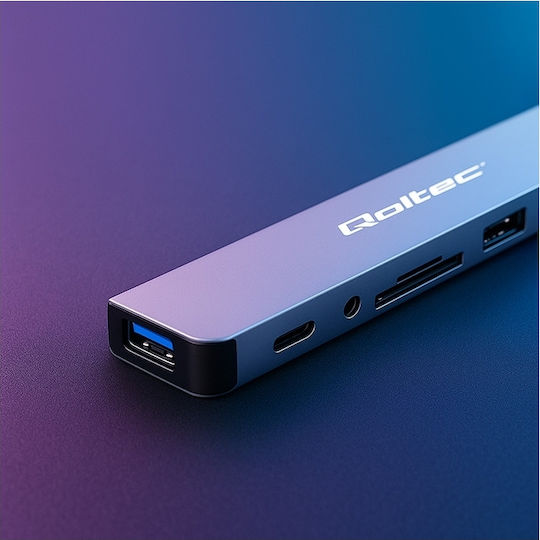 Qoltec Card Reader USB 3.0 USB 2.0 Thunderbolt 3 Type-C for SD/microSD