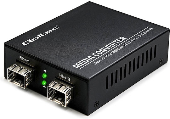 Qoltec Двунаправлен Етернет Медиен Конвертор Суич 2x RJ45 2x SFP 1000 Mb/s 5 V
