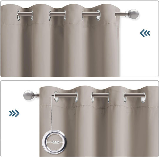 Set Blackout Curtains With Grommets Sand Colour 132x240cm
