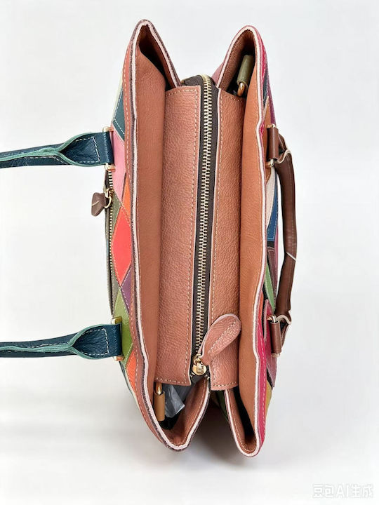 Leder Damen Tote Tasche Mehrfarbig