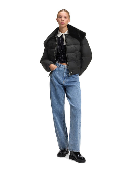Μακρύ Γυναικείο Bomber Jacket Μαυρο